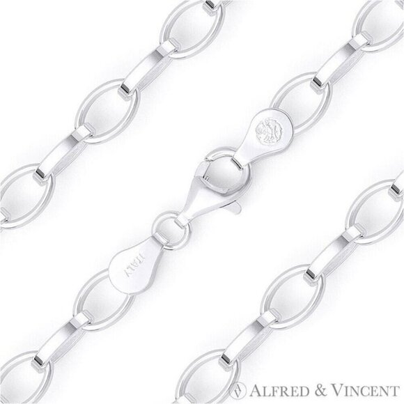 5.6mm Romy Link Oval Cable Chain Necklace in .925 Italy Sterling Silver - 20